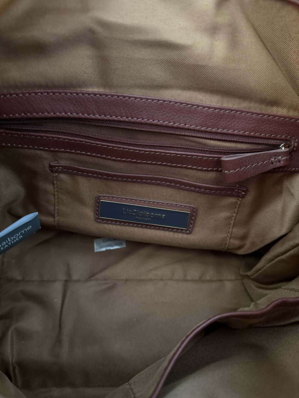 Liz Claiborne Chestnut Brown Leather Shoulder Bag - Picture 3 of 4